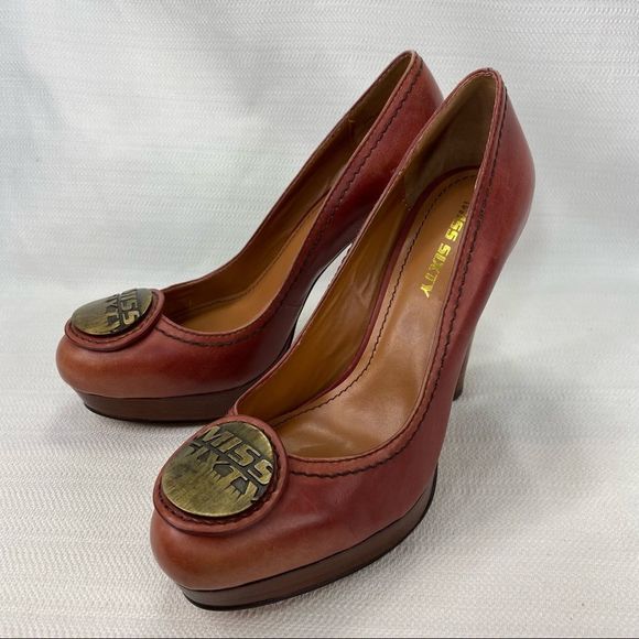 Rare Miss Sixty Leather Platform High Heels 4.5” Dusty Rose Pink Size 37 / 6.5 - Picture 4 of 14